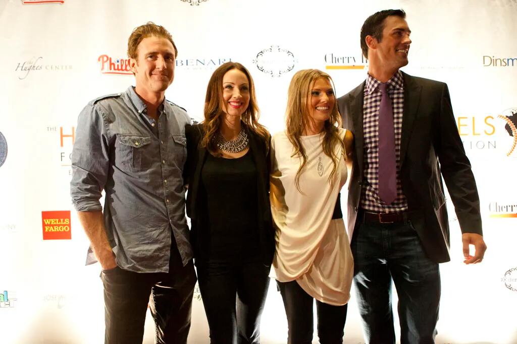 Philadelphia Phillies Pitcher Cole Hamels and wife Heidi head the Hamels  Foundation as it presents Diamonds & Denim on August 27, 2012 at the  Crystal Tea Room, Philadelphia, Pennsylvania with many of