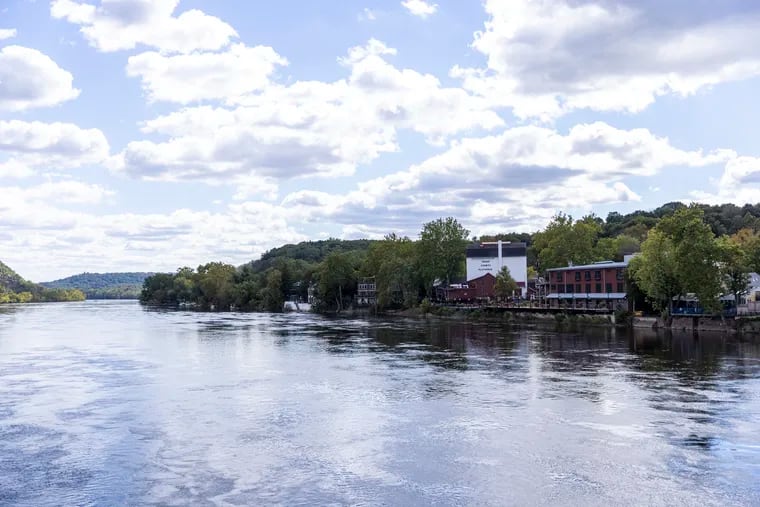A view of the Delaware River from the bridge connecting Lambertville, N.J., to New Hope, Pa.