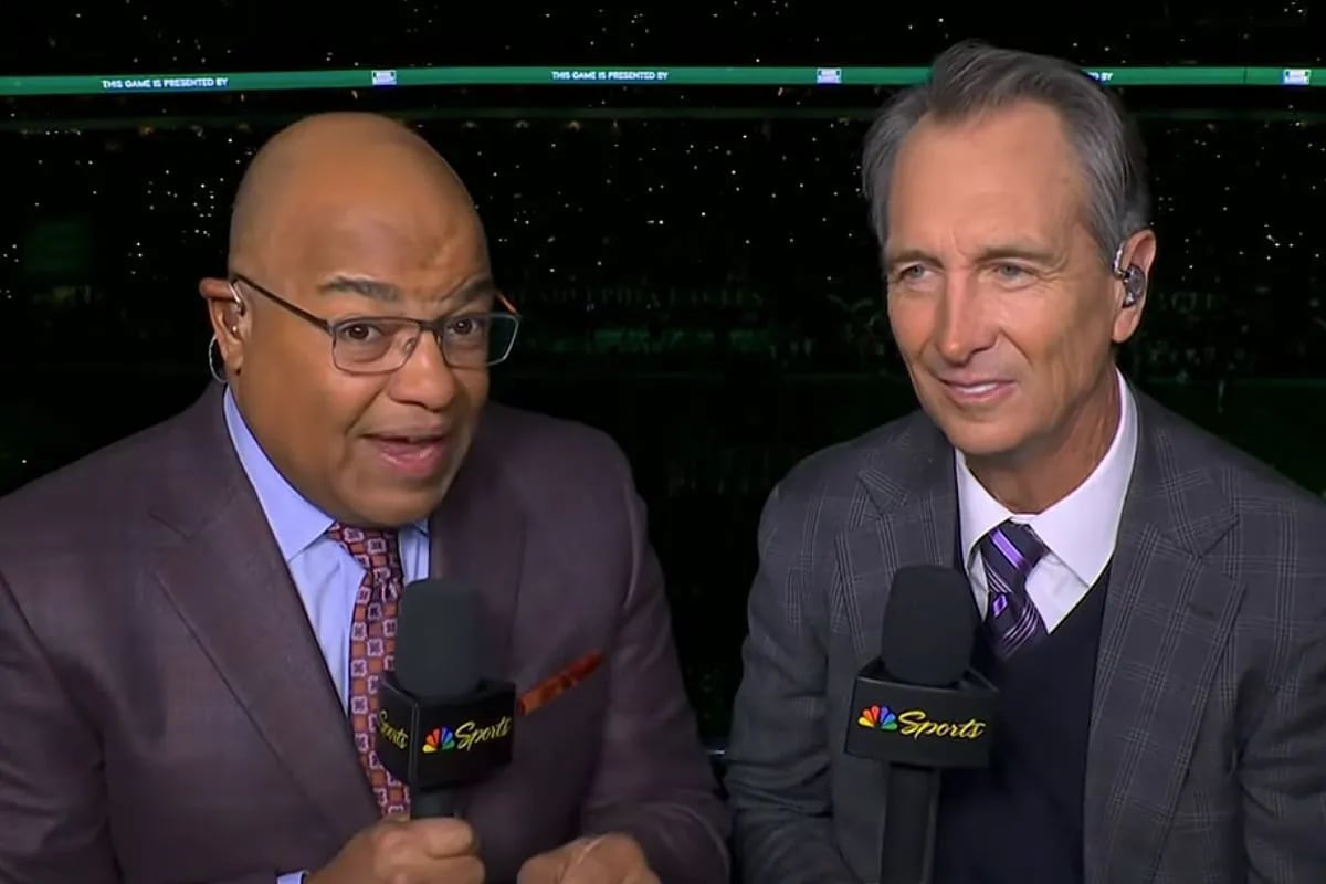 Mike Tirico (left) and Cris Collinsworth are back for their third season together on "Sunday Night Football."