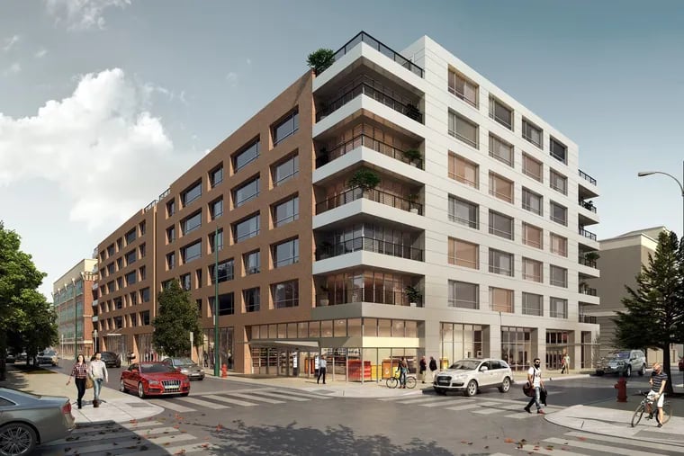 Artist's rendering of apartment building planned for city-owned site at 11th and Reed Streets that developer Alterra Property Group plans to acquire.