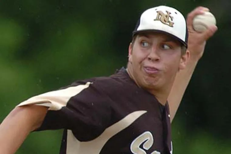 Neumann-Goretti pitcher Mark Donato during his complete game in his team's 1-0 victory over Twin Valley in PIAA baseball quarterfinals at Spring-Ford
High School. (James Heaney / Staff Photographer)