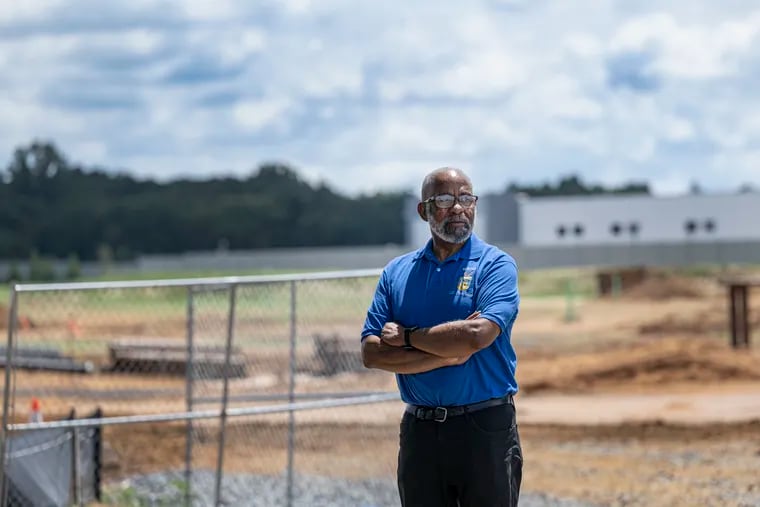 Burlington Township Mayor E.L. Pete Green at the construction site of a 500-unit apartment complex at The Crossings, a mixed-use development, including warehouses, on the former Burlington Center mall property on Route 541.