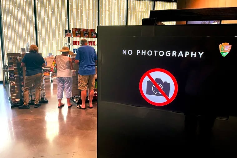 “No Photography” signs are posted inside the visitor center and gift shop at the Flight 93 National Memorial near Shanksville, Pa.   But not for the reason you might expect.