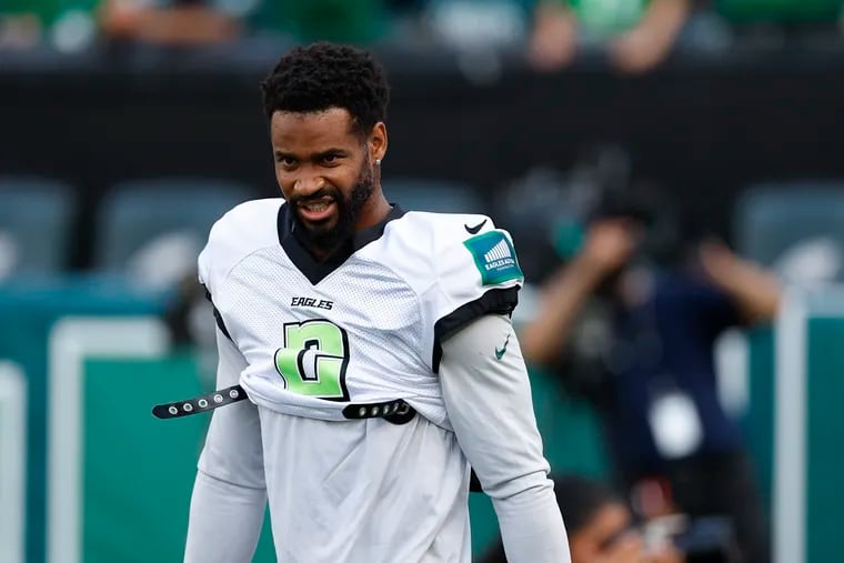 Veteran cornerback Darius Slay occasionally gets workload repetitions off at Eagles training camp. He remains a valuable starter.