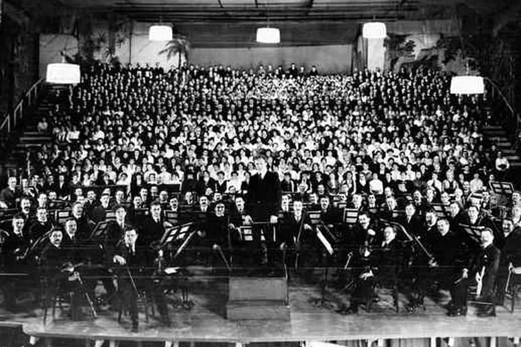 The American premiere of Mahler's &quot;Symphony No. 8&quot; on March 2, 1916, at the Academy of Music, Leopold Stokowski conducting the orchestra.