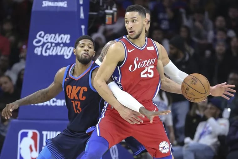Ben Simmons (right) averages 4 turnovers per game, tied for worst on the Sixers.