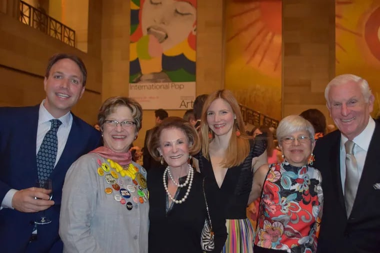 From left: Jason Friedland, Marla Shoemaker, Lynne Honickman, Katy Friedland, Barbara Bassett, and Harold Honickman at the PMA's Art After Dark in 2019.