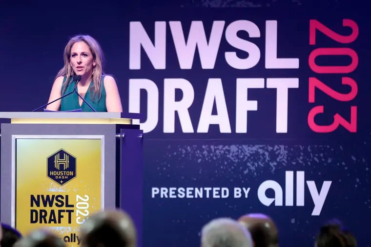 NWSL commissioner Jessica Berman at the league's college draft in Philadelphia earlier this year.