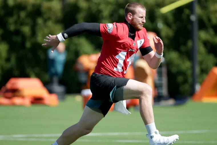 Quarterback Carson Wentz, here at practice on Wednesday, needs to make better decisions.