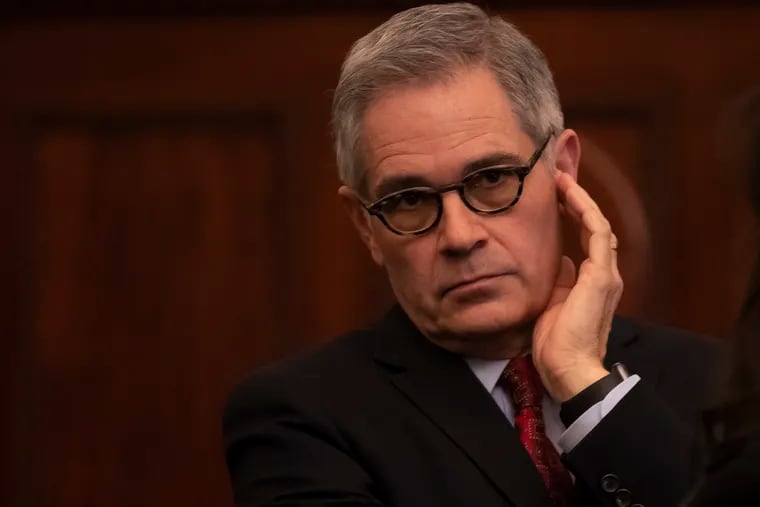 Philadelphia District Attorney Larry Krasner earlier this month. He has agreed to settle a campaign-finance violation with the city's Board of Ethics.