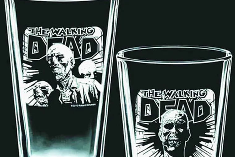 "Walking Dead" pint glasses for friends with a zombie bent who also like to bend their elbows.