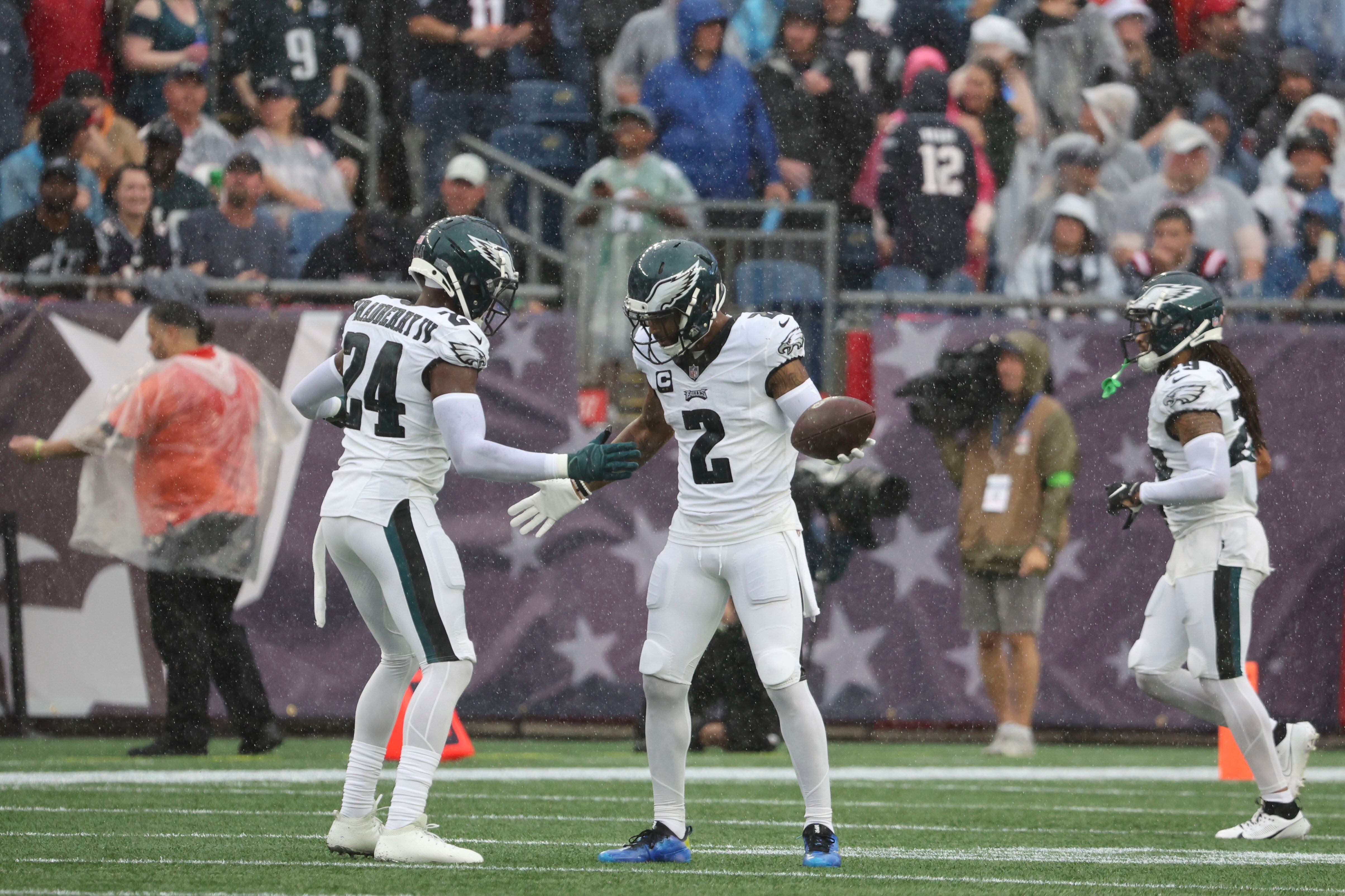 Eagles' Reed Blankenship, James Bradberry, and Kenneth Gainwell