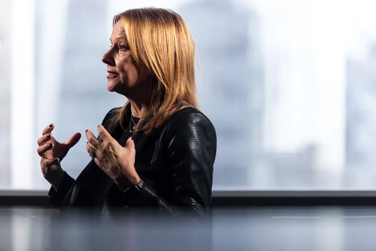 Mary Barra, CEO of General Motors, speaks during an interview with the Associated Press in New York.