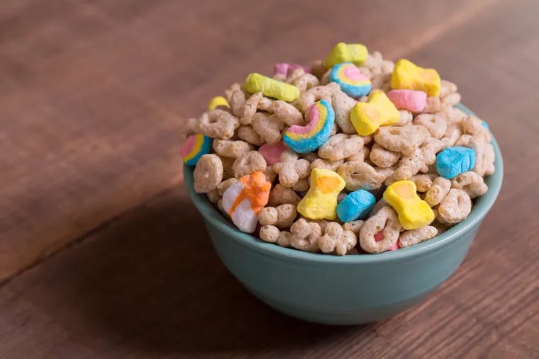 Artificial food coloring in cereal.