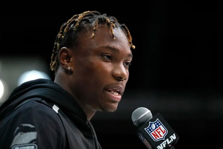 Alabama wide receiver Henry Ruggs III speaks during a news conference at the NFL scouting combine in Indianapolis on Tuesday.