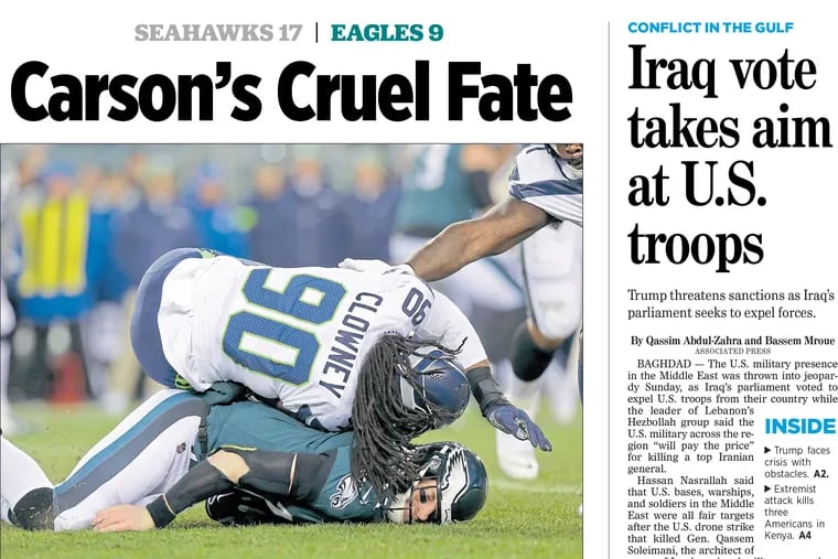 NFL playoffs: Philadelphia Eagles lose to Seattle Seahawks - Inquirer,  Daily News newspaper front pages