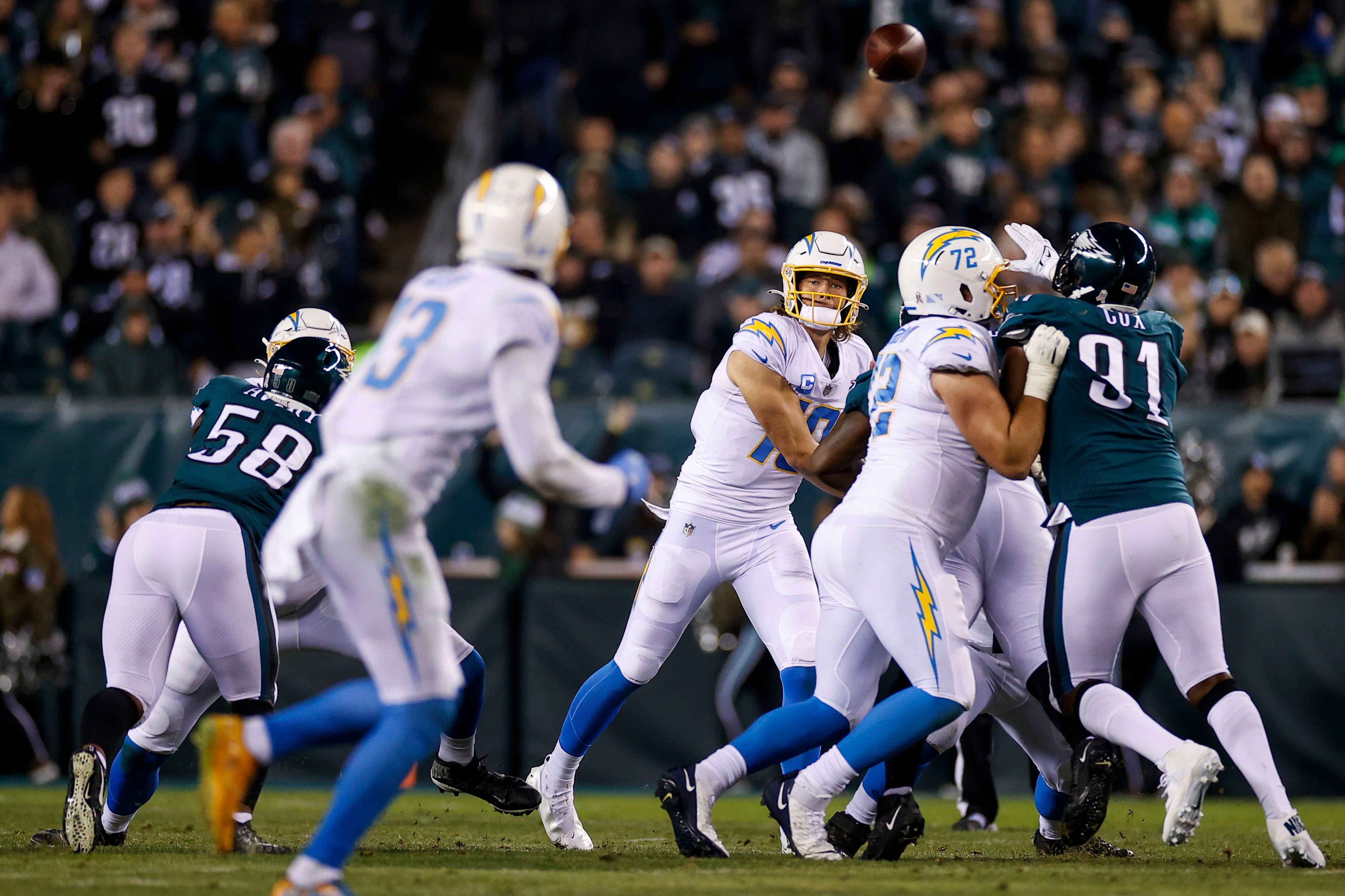 Chargers stick with hurting Herbert in blowout loss to