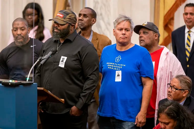 Men who were wrongfully convicted testified before City Council in 2023 regarding a legislative package that offered support for people who have been exonerated and released from prison.