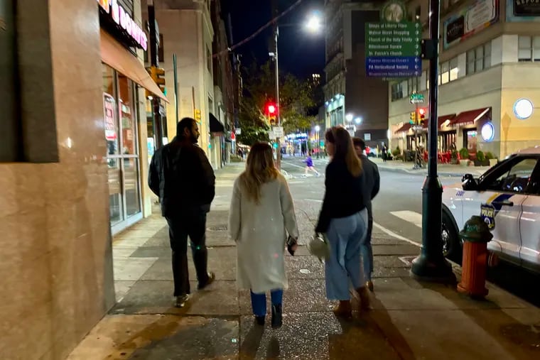 The group of Timeleft diners walk to the after-dinner drinks part of the experience.