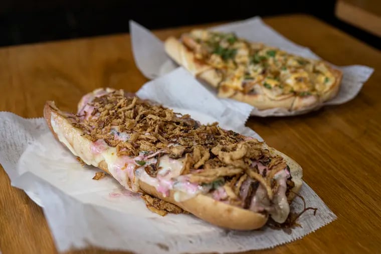 The Bubbie's Bad Leroy sandwich (foreground) and Teka the Shaka sandwich at Tony Boloney's in Atlantic City.