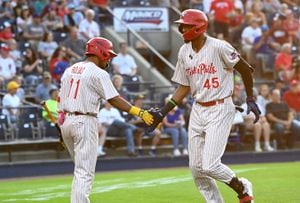 The Reading Fightin Phils' tallest player, first baseman Carlos De