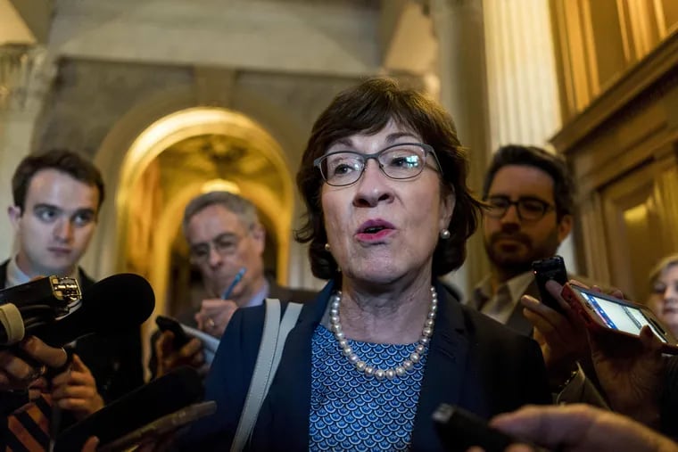 Sen. Susan Collins of Maine, above on Capitol Hill in April, and Alaska Sen. Lisa Murkowski will be the target of intense lobbying as President Trump is expected to put forward a pick who would shift the Supreme Court in a more conservative direction.