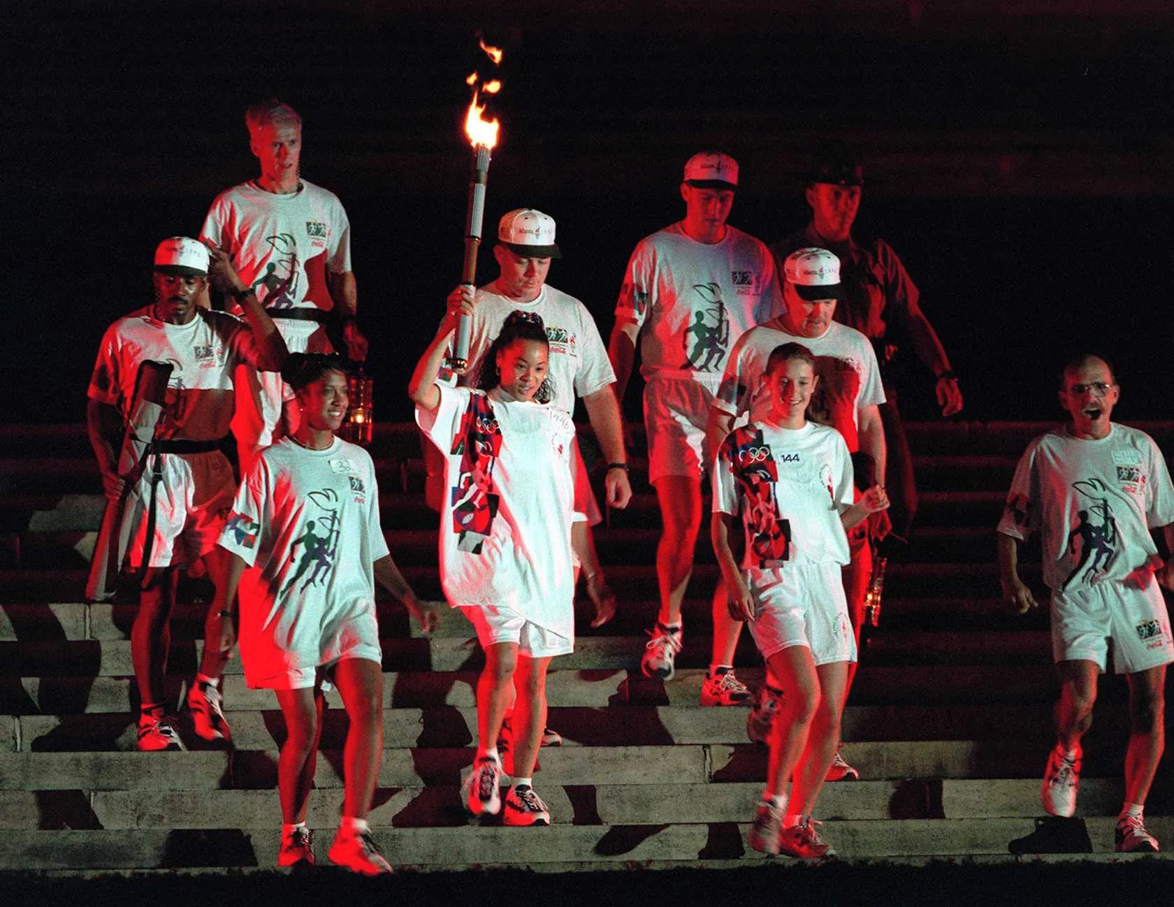 North Philadelphia native Dawn Staley carried the Olympic torch at the Opening Ceremony of the 1996 Summer Olympics on July 19, 1996 at Centennial Olympic Stadium in Atlanta, Georgia.