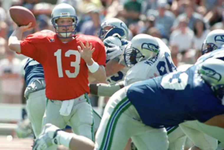 Quarterback Glenn Foley , in action for the Seahawks in 1999, played for Cherry Hill East, and is now a sportscaster for WPEN-AM (950).