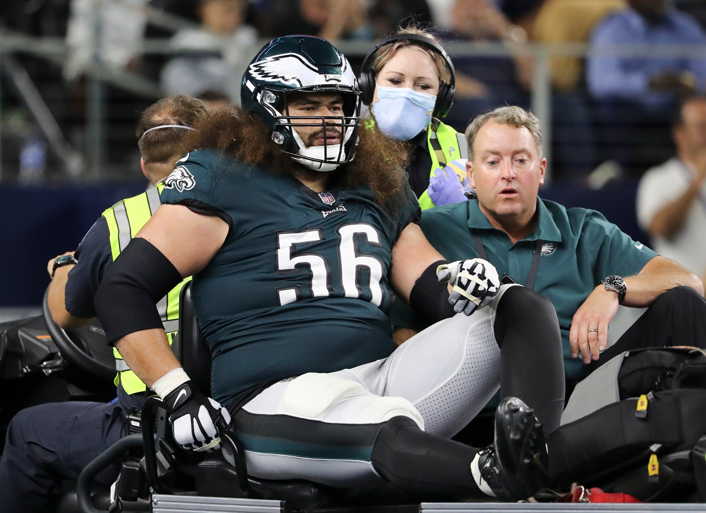 Philadelphia Eagles offensive guard Isaac Seumalo (56) lines up