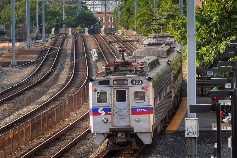 A Regional Rail train at North Broad Station in 2023. SEPTA and unions for locomotive engineers and conductors have tentative agreements on new contracts.