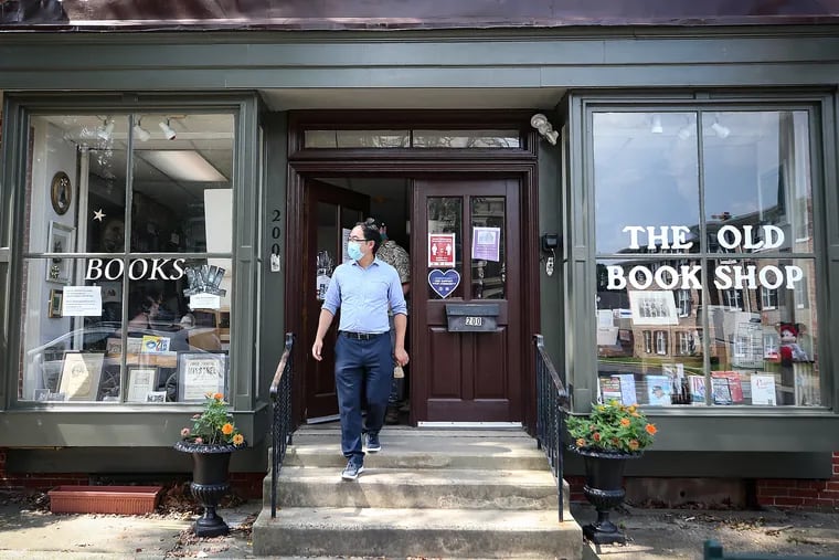 U.S. Rep. Andy Kim (D., N.J.) leaves a bookstore in Bordentown earlier this month. He was there to talk with small business owners.