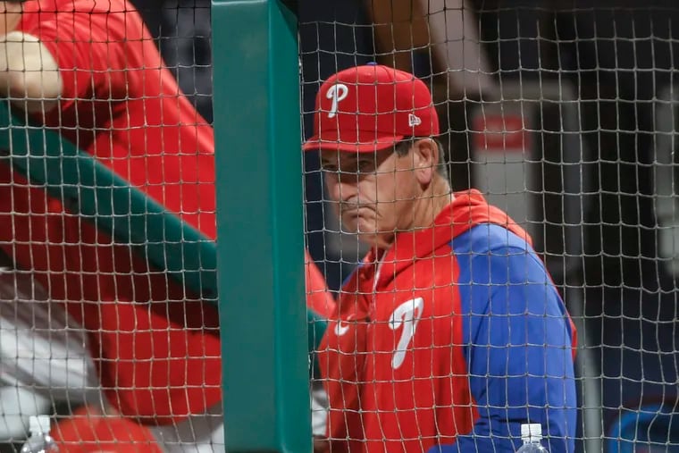 Phillies manager Rob Thomson watches his team play the Marlin on Aug. 13.