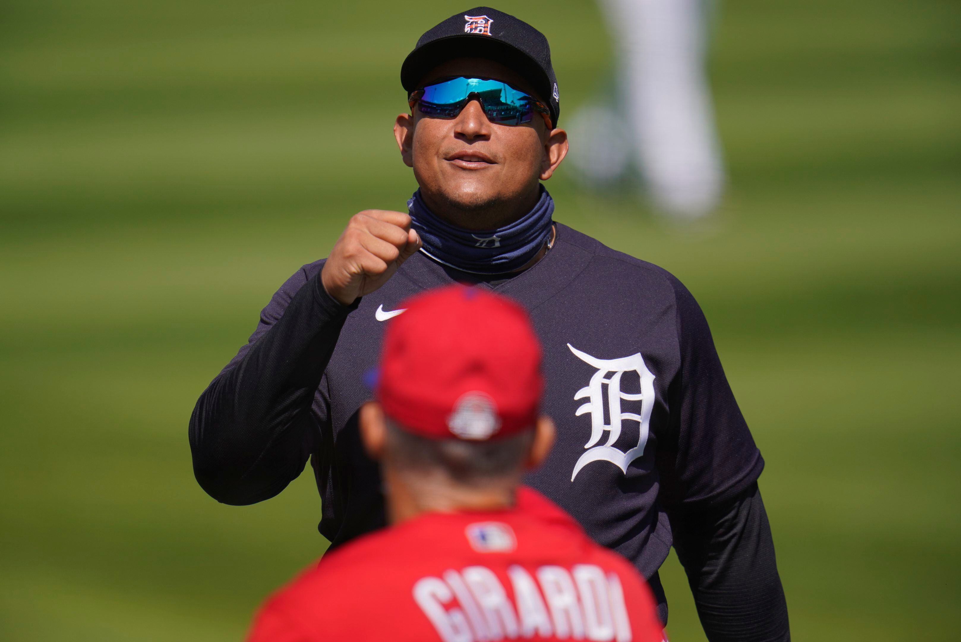 Dave Dombrowski celebrating Miguel Cabrera's 3,000th hit