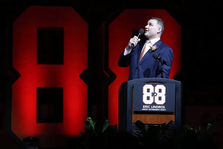 Flyers retire Hall of Fame center Eric Lindros' No. 88 – The