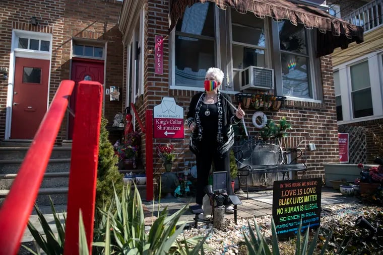 Nancy Gold runs King's Collar, a custom shirt company from her home in Ardmore. During the pandemic, she has met with her clients, socially distanced, on her front or back patios.