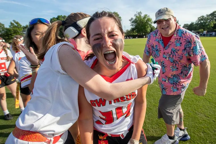 Girls' flag football players like Gwynedd Mercy's Lauren Smith (center) have to be ecstatic over Wednesday's PIAA ruling to officially sanction the sport in Pennsylvania.