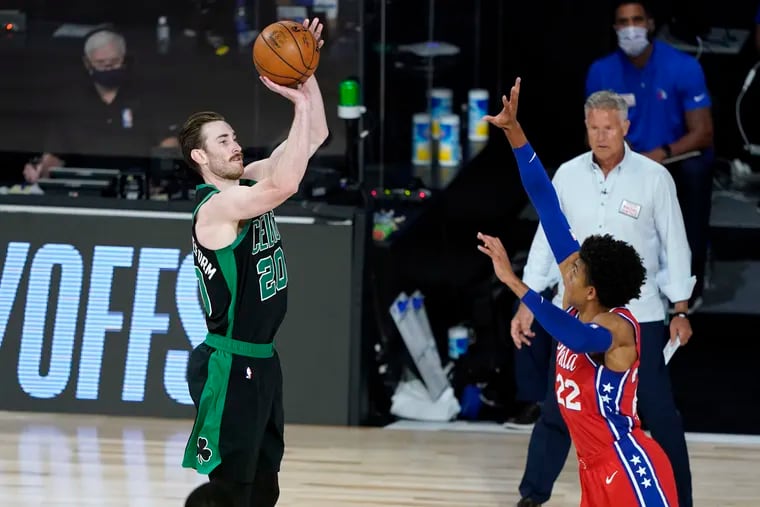 Boston Celtics' Gordon Hayward (20)  is sidelined with Grade III ankle sprain.
