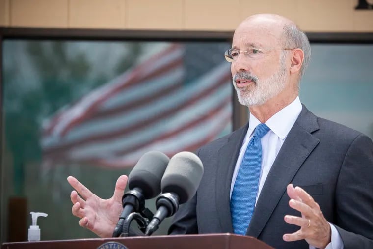 Gov. Tom Wolf speaking Aug. 17 at a news conference in York.