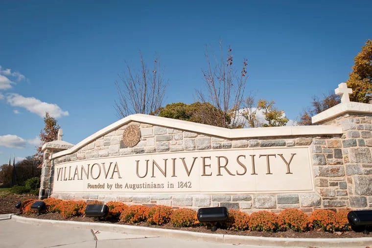 A welcome sign at the Villanova University campus.