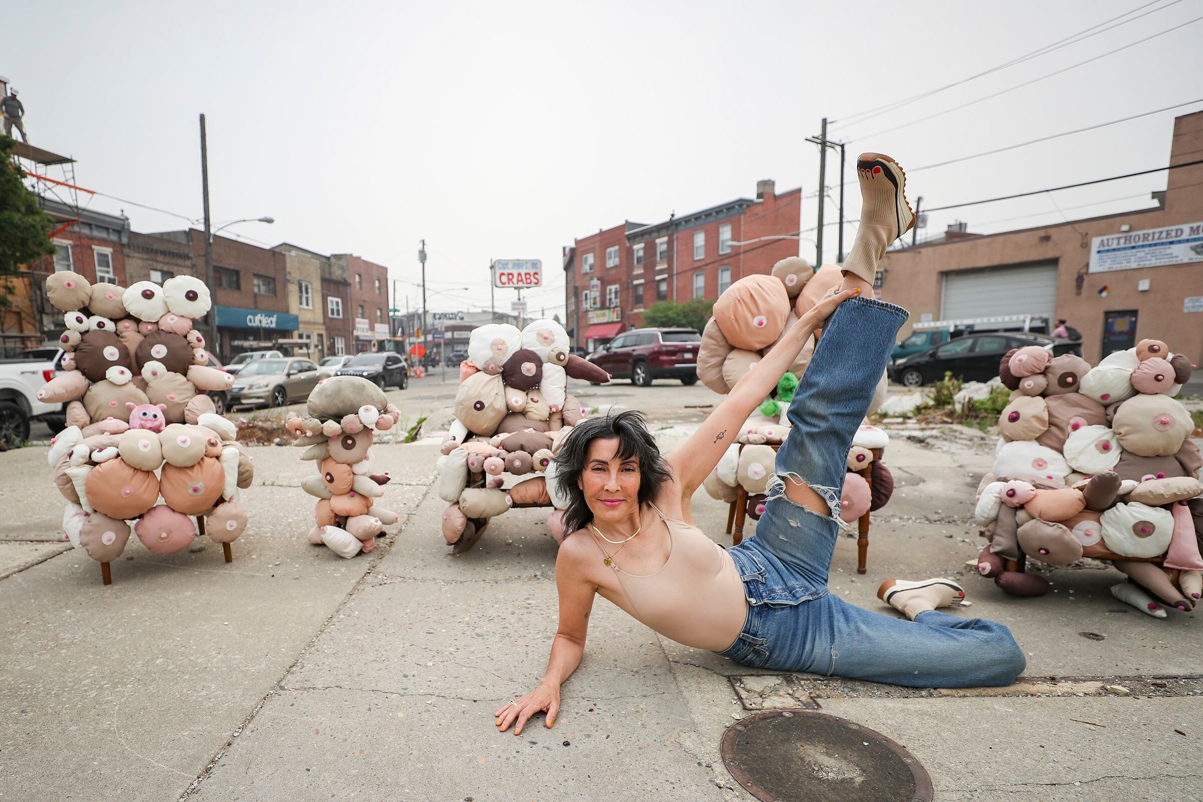 Her 'Boob Garden' sculpture in an empty South Philly lot delights