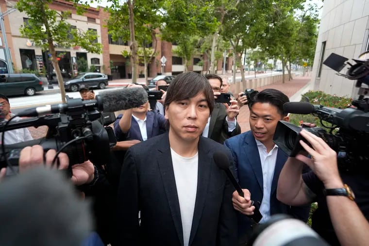 Ippei Mizuhara, the former interpreter for the Los Angeles Dodgers baseball star Shohei Ohtani, arrives at federal court in Los Angeles on Tuesday.