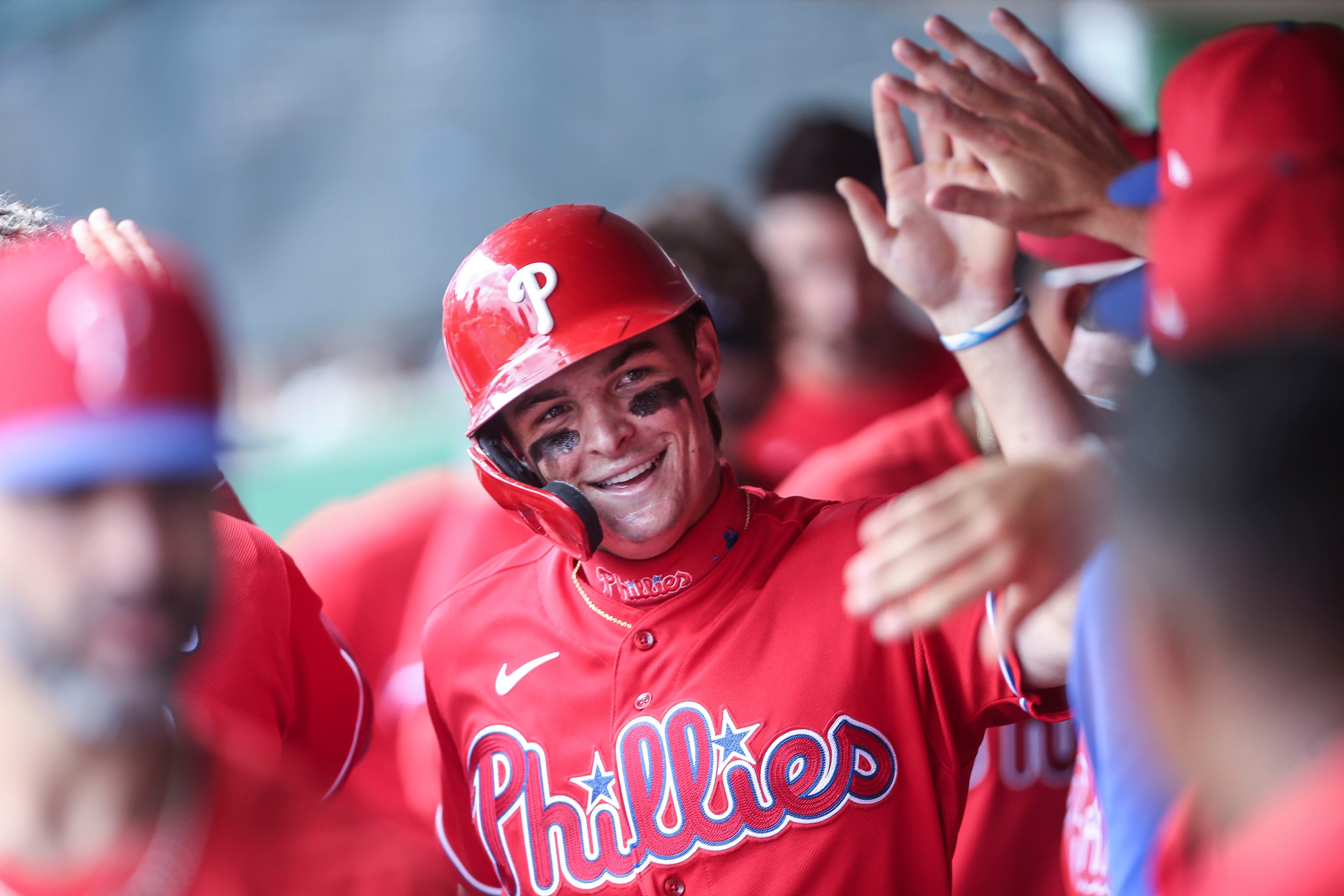 Phillies prospect Bryson Stott wearing his friend Cooper Ricciardi's number