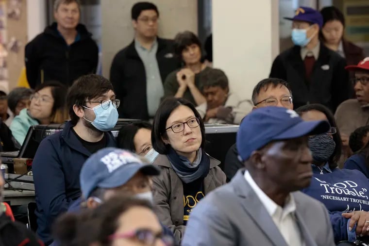 A diverse audience listens during the immigrant-focused Mayoral Open House Meeting at Community College of Philadelphia on Saturday.