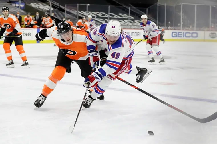 Philadelphia Flyers lose to New York Rangers 3-2 in shootout