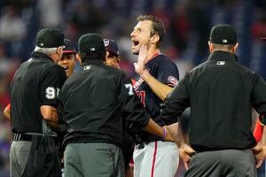 Max Scherzer, Nationals humorously ask umpires to check Bryce Harper's hair  for sticky stuff