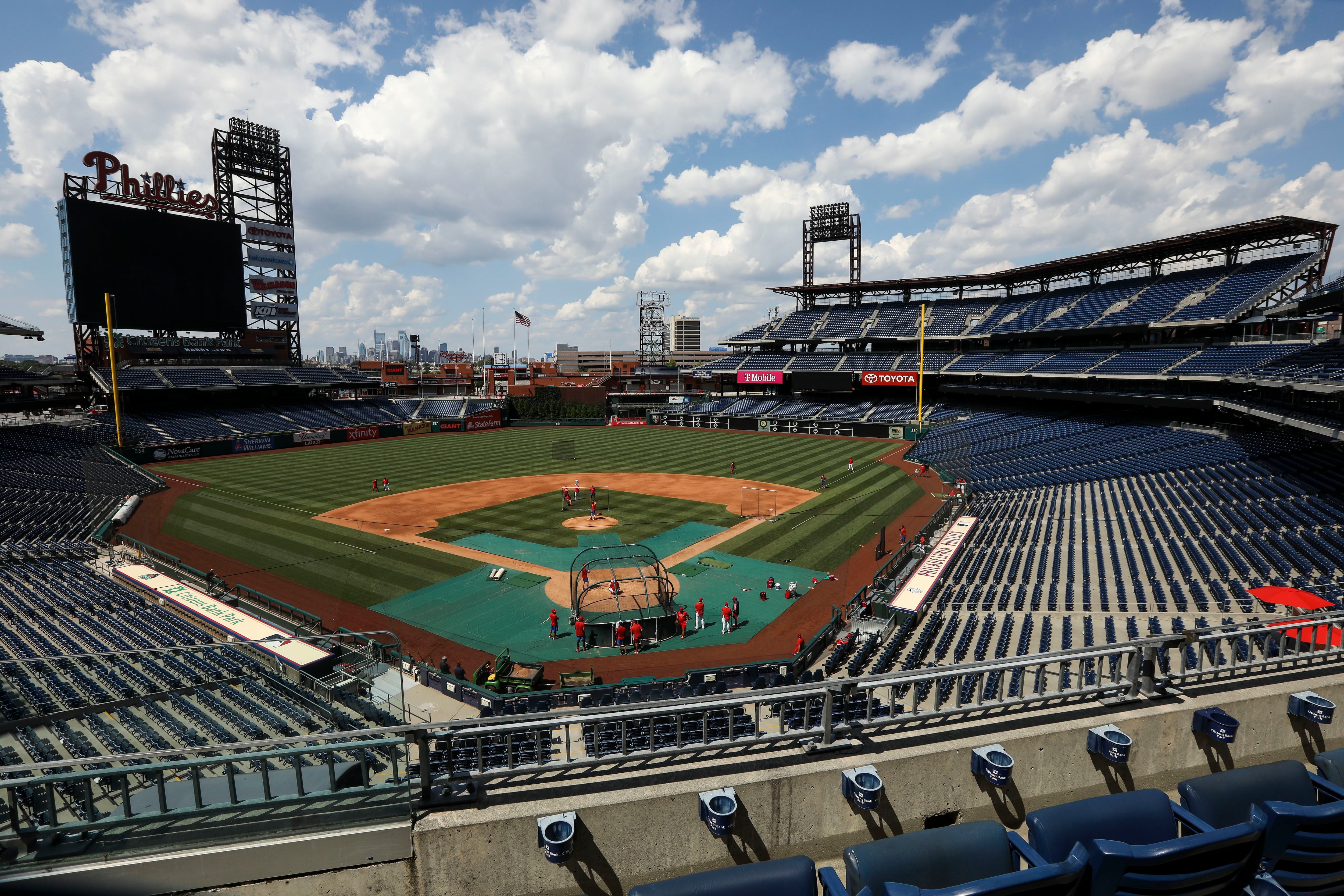 Baseball Stadium With Some Clouds Over It Background, Phillies