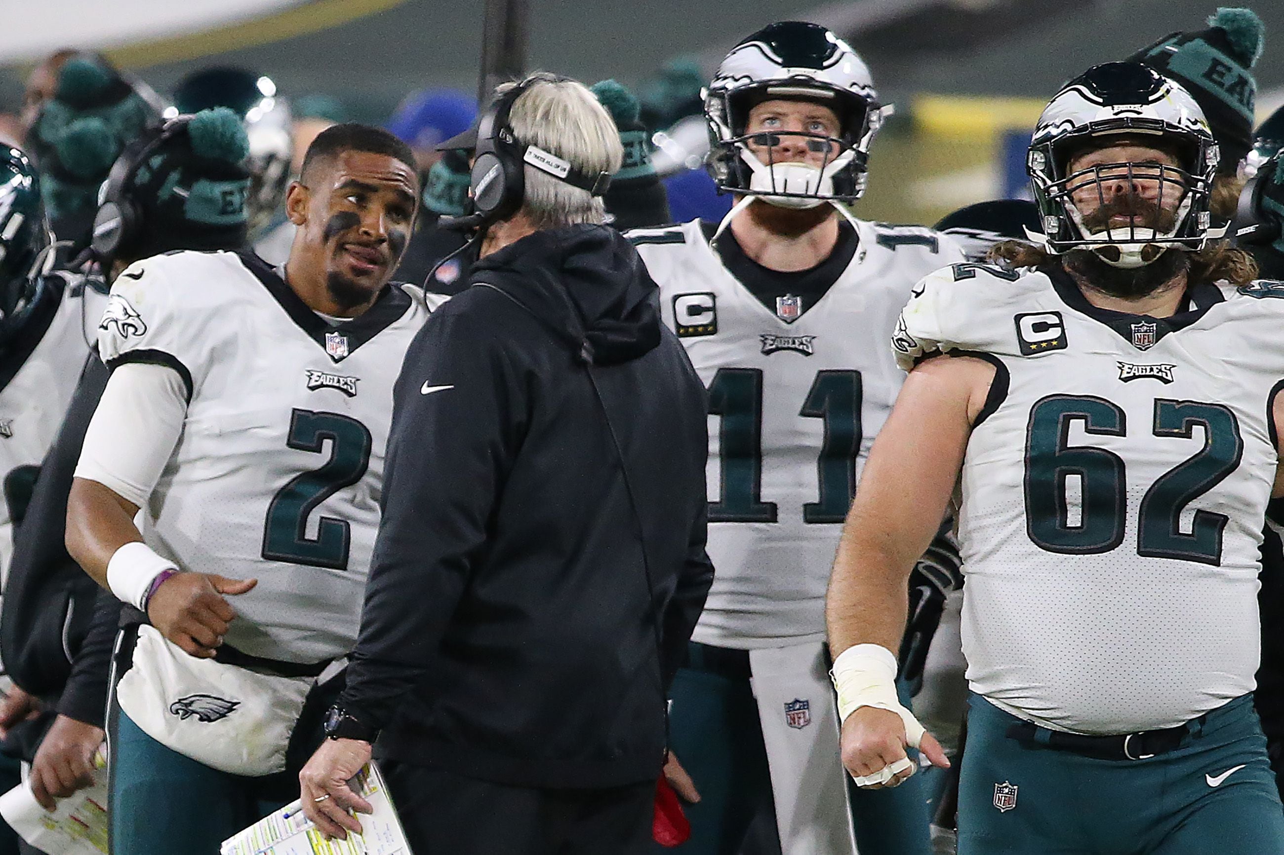 Short day for Eagles' Carson Wentz after long wait for his first NFL  playoff game