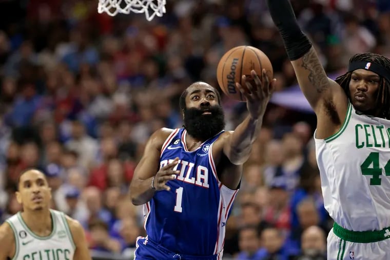 James Harden's 42 points led the Sixers to a victory over the Celtics in Game 4 on Sunday.