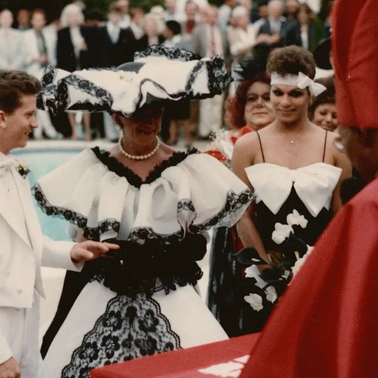 Mother Joseph (Josie) Cavallucci in a wedding ceremony at the Raven Bar in New Hope, Pa., as shown in Kristal Sotomayor's short documentary, 'Don't Cry For Me All You Drag Queens.'