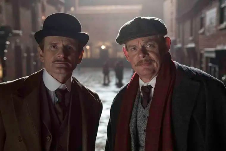 In &quot;Arthur & George&quot; : Charles Edwards (left) is Alfred Wood and Martin Clunes is Arthur Conan Doyle. ( Photo: Neil Genower  / Buffalo Pictures )